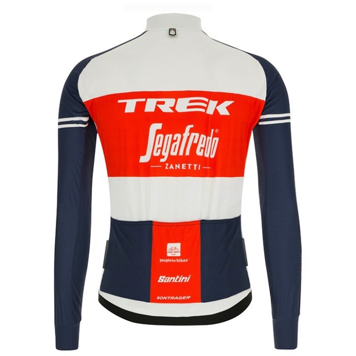 2020 Trek Segafredo Factory Racing White-Red Long Sleeve Cycling Jersey And Bib Pants Set