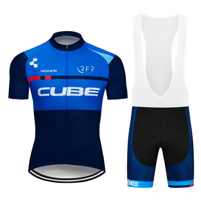 2022 Blue Team Men Biking Cycling Jersey And Bib Shorts Set