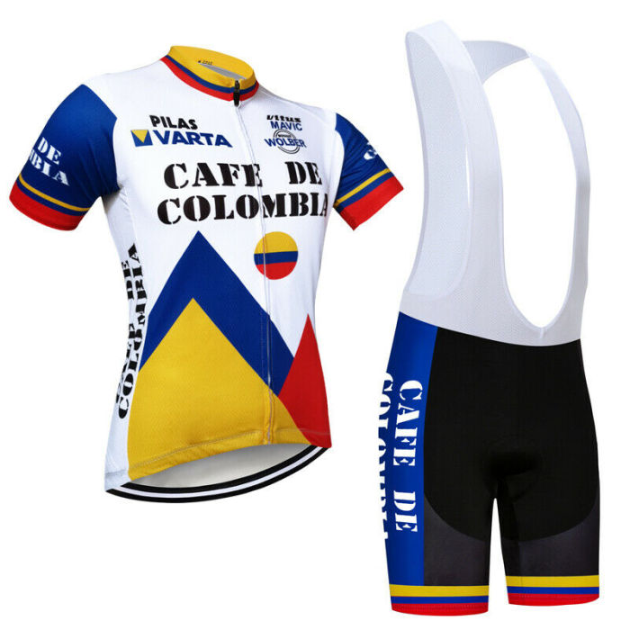 Team Cafe De Colombia Mens Cycling Jersey Bib Shorts Kits Shirt Tights Bike Wear