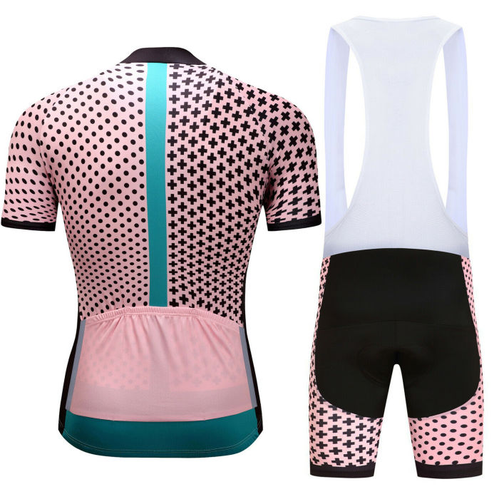 Hot Pink Mens Cycling Jersey Bib Shorts Kit Bike Riding Short Shirt Trousers Set