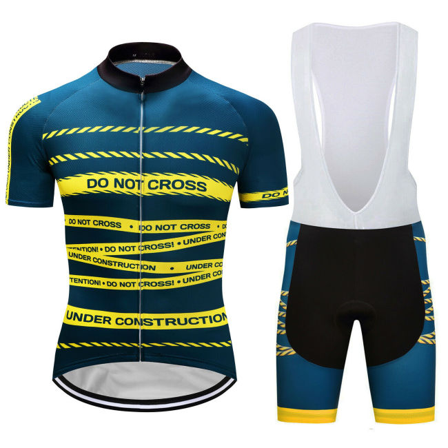 POLICE LINE DO NOT CROSS Cycling Men Jersey Bib Shorts Set Shirt Pad Pants Gears