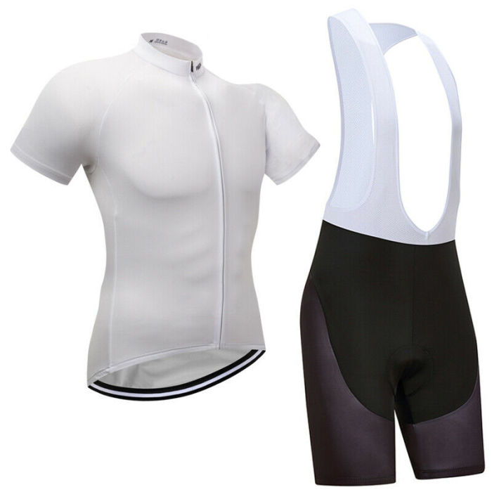 2021 Mens Cycling Plain White Jersey Bib Shorts Kits Bike Short Shirt Brace Pants Set