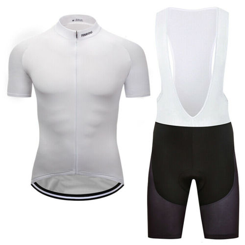 2021 Mens Cycling Plain White Jersey Bib Shorts Kits Bike Short Shirt Brace Pants Set