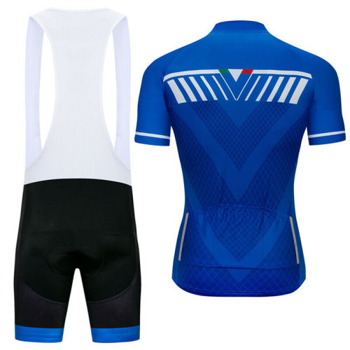 2021 Men's Pro Blue Cycling Jersey Bib Shorts Kits Short Sleeve Shirt Pad shorts Set