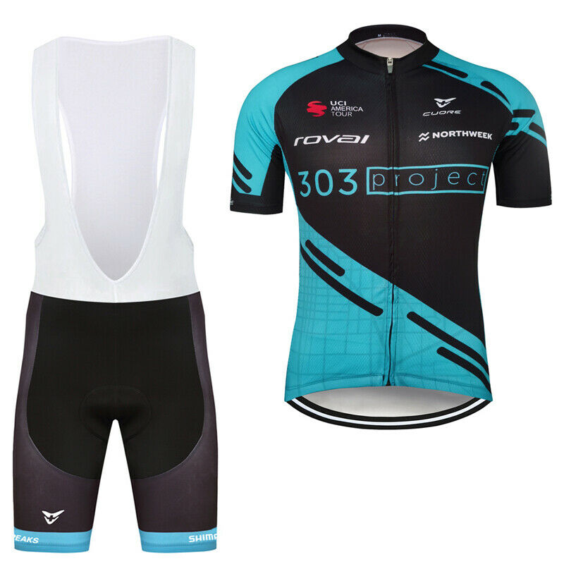 2020 Team Cycling Short Set Men's Reflective Biking Jersey and Padded Shorts Kit
