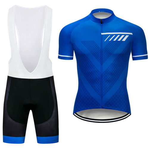 2021 Men's Pro Blue Cycling Jersey Bib Shorts Kits Short Sleeve Shirt Pad shorts Set