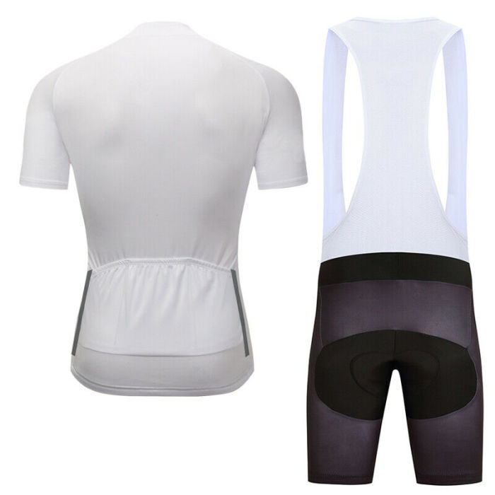 2021 Mens Cycling Plain White Jersey Bib Shorts Kits Bike Short Shirt Brace Pants Set