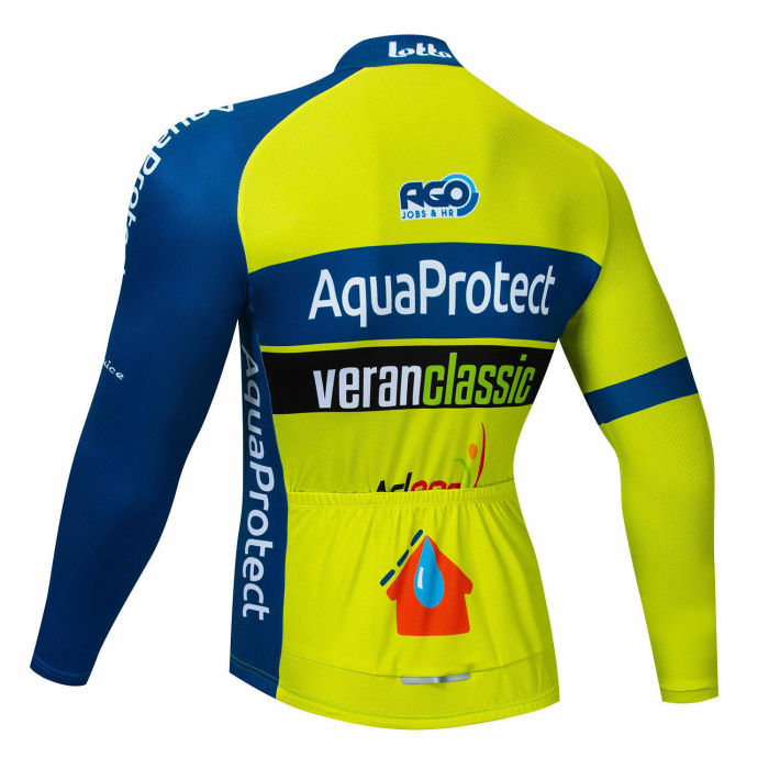 2021 Yellow And Blue Mens Cycling Jersey and Bib Pants Set Long Sleeve Cycling Jersey