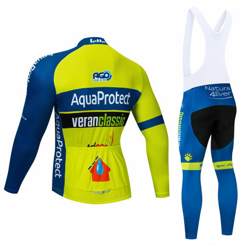 2021 Yellow And Blue Mens Cycling Jersey and Bib Pants Set Long Sleeve Cycling Jersey