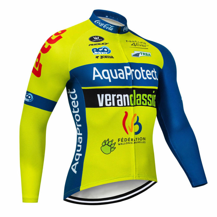 2021 Yellow And Blue Mens Cycling Jersey and Bib Pants Set Long Sleeve Cycling Jersey