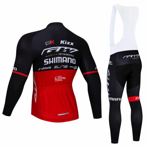 Long Sleeve Mens Cycling Jersey Bib Pants Kits Red Long Sleeve Shirt Tights Set 2021