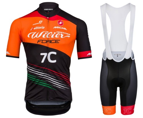 2021 Wilier Force 7C Orange Cycling Jersey And Bib Shorts Set