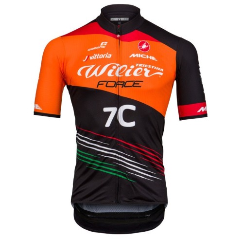 2021 Wilier Force 7C Orange Cycling Jersey And Bib Shorts Set