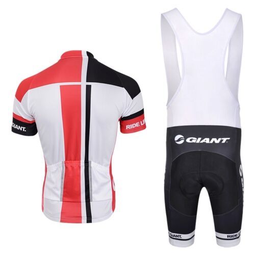 2021 Team Giant Mens Cycling Short Sleeve Jersey And Bib Shorts Set - Red/Black