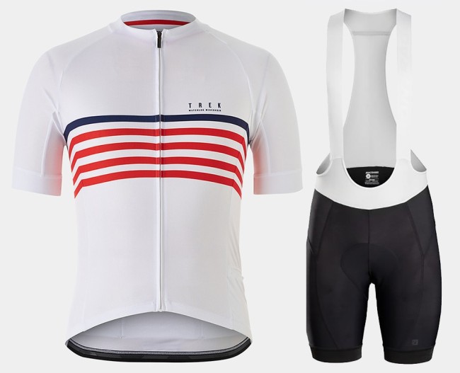 2021 Bontrager Trek Circuit White-Red Cycling Jersey And Bib Shorts Set