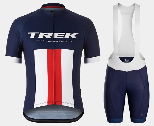 2021 Bontrager Trek Circuit Navy-Red Cycling Jersey And Bib Shorts Set