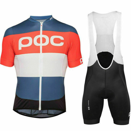 2021 Men's POC Cycling Suit Jersey Road Bike Short Sleeve Bib Gel Racing Kit S-3XL