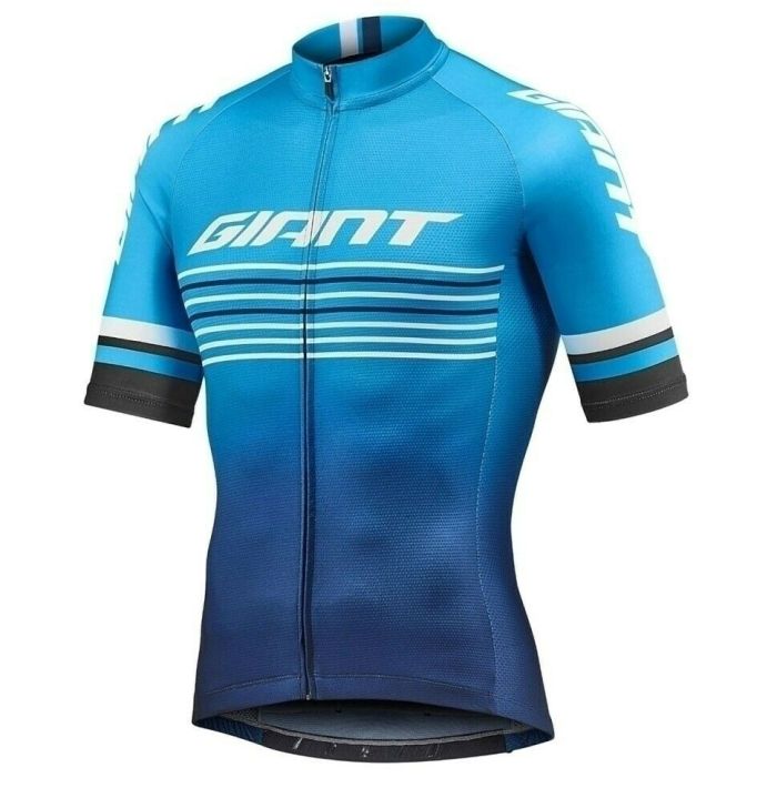 2021 Team Giant Mens Cycling Short Sleeve Jersey And Bib Shorts Set Blue