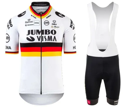 2021 AGU Jumbo Visma Germany Champion Cycling Jersey And Bib Shorts Set