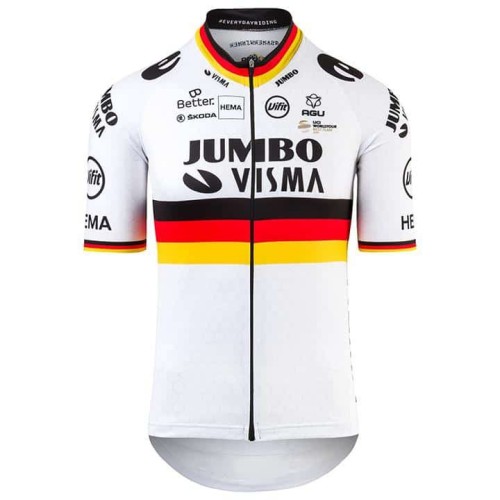 2021 AGU Jumbo Visma Germany Champion Cycling Jersey And Bib Shorts Set