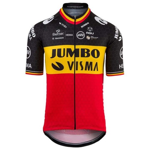 2021 AGU Jumbo Visma Belgium Champion Cycling Jersey And Bib Shorts Set