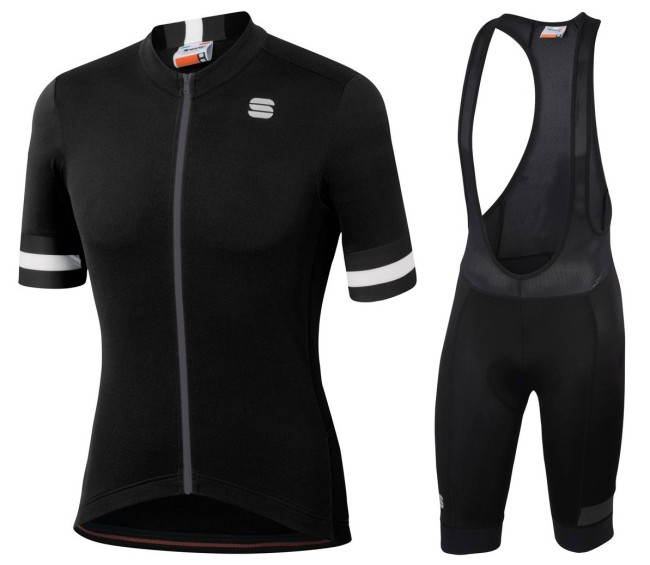 2021 Sportful Black Cycling Jersey And Bib Shorts Set