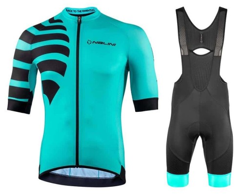 2021 Nalini Stripe Blue Cycling Jersey And Bib Shorts Set