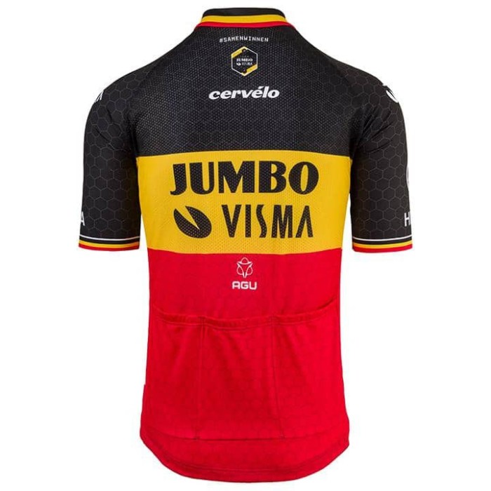 2021 AGU Jumbo Visma Belgium Champion Cycling Jersey And Bib Shorts Set