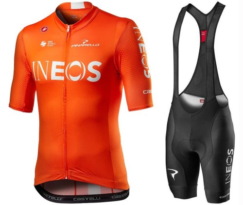 2020 INEOS Training Edition Orange Cycling Jersey And Bib Shorts Set