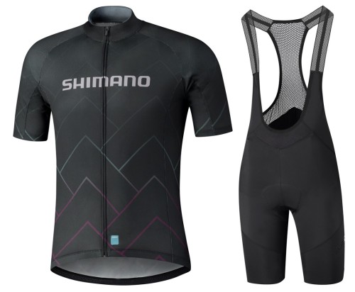 2021 Shimano Team Black Cycling Jersey And Bib Shorts Set