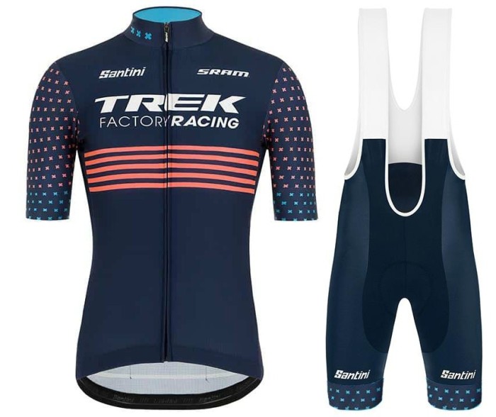 2021 TREK Factory Racing Dark Blue Cycling Jersey And Bib Shorts Set