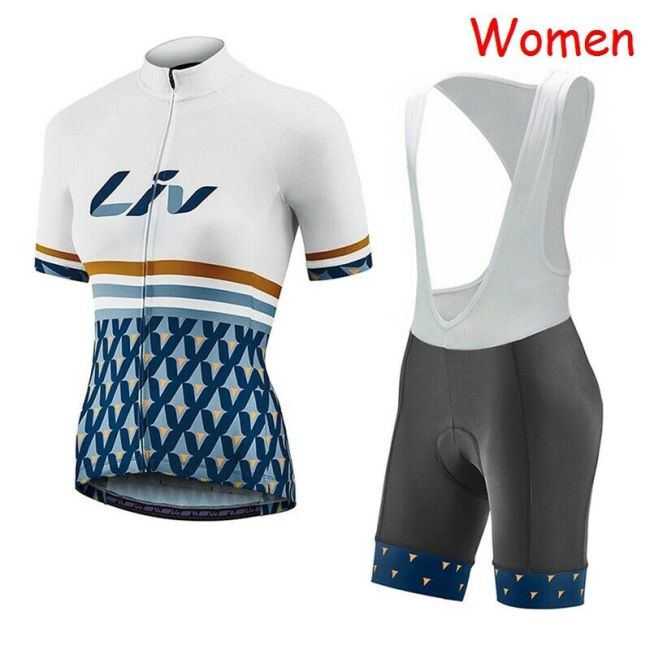 2021 Team Cycling Jersey Womens Summer Bike Shirt Bib Shorts Set Bicycle Outfits