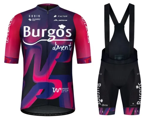 2021 Burgos Alimenta Pink Cycling Jersey And Bib Shorts Set