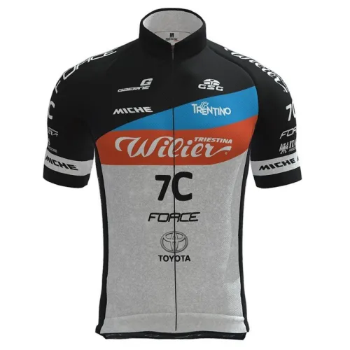 2021 Wilier 7C Black-Grey Cycling Jersey And Bib Shorts Set