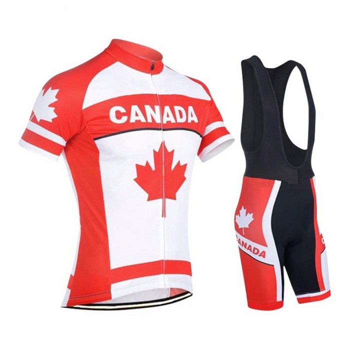 2021 Maple leaf Canada Flag Men's Cycling Jersey Kit White Red