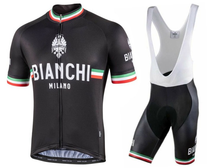 2021 Bianchi Milano Isalle Black Cycling Jersey And Bib Shorts Set