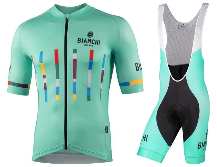 2021 Bianchi Milano Fanaco Green Cycling Jersey And Bib Shorts Set