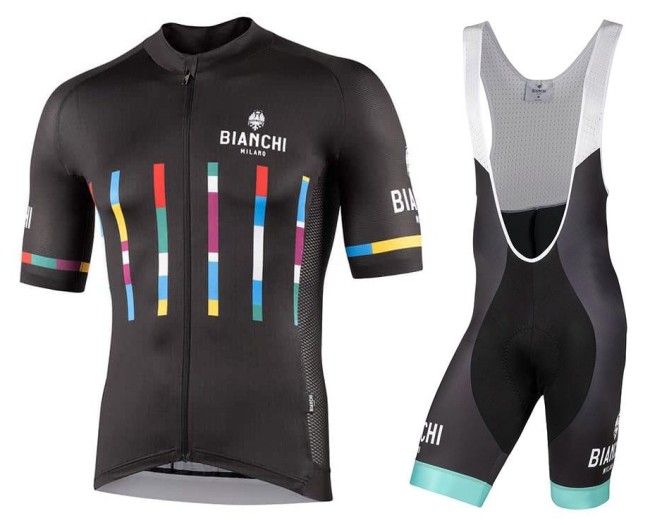 2021 Bianchi Milano Fanaco Black Cycling Jersey And Bib Shorts Set