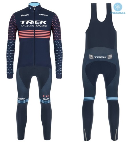 2021 TREK Factory Blue Thermal Cycling Jersey And Bib Pants Set