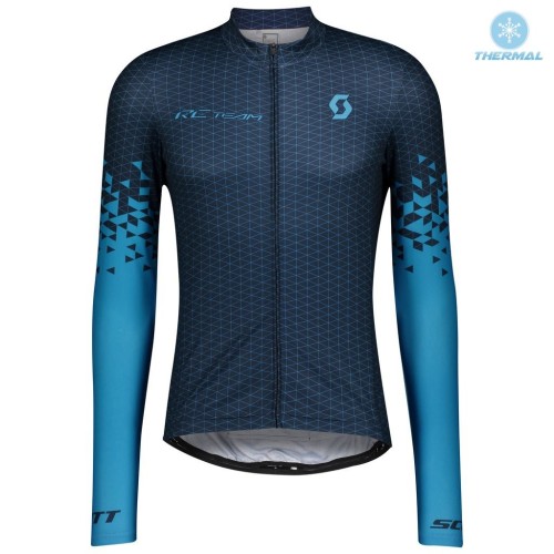 2021 Team Scott RCT 1.0 Blue Thermal Cycling Jersey And Bib Pants Set