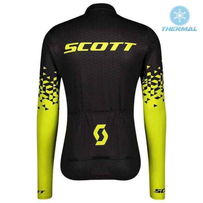 2021 Team Scott RCT 1.0 Black-Yellow Thermal Cycling Jersey And Bib Pants Set