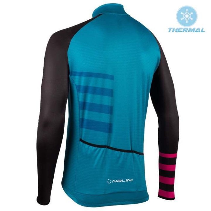 2021 Nalini Stripes Blue Thermal Cycling Jersey And Bib Pants Set