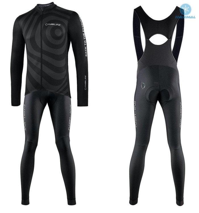 2021 Nalini Coffee Black Thermal Cycling Jersey And Bib Pants Set