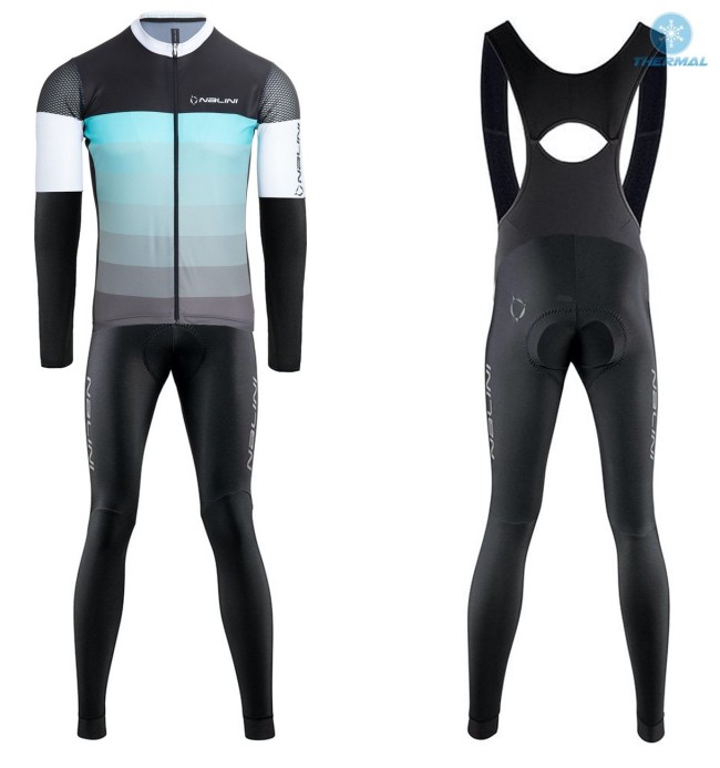 2021 Nalini Graduated Blue Thermal Cycling Jersey And Bib Pants Set