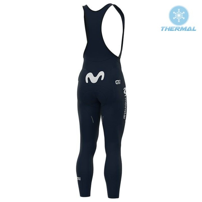 2021 Team Movistar Blue Thermal Cycling Jersey And Bib Pants Set