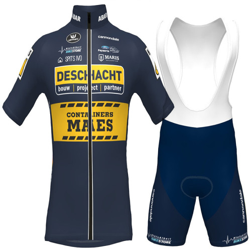 DESCHACHT - HENS - MEAS SHORT SLEEVE JERSEY And BIB SHORTS 2022 DARK BLUE - YELLOW