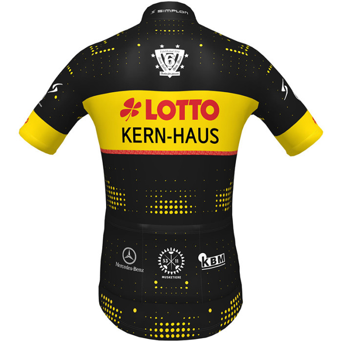 TEAM LOTTO KERN HAUS 2022 Cycling SHORT SLEEVE JERSEY And BIB SHORTS BLACK - YELLOW