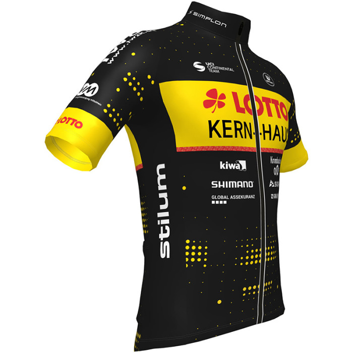 TEAM LOTTO KERN HAUS 2022 Cycling SHORT SLEEVE JERSEY And BIB SHORTS BLACK - YELLOW