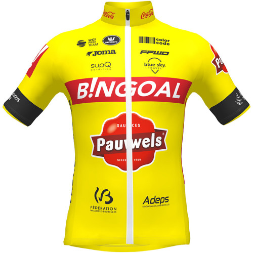 BINGOAL PAUWELS SAUCES WB SHORT SLEEVE JERSEY And BIB SHORTS 2022 NEON YELLOW - RED