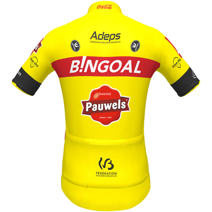 BINGOAL PAUWELS SAUCES WB SHORT SLEEVE JERSEY And BIB SHORTS 2022 NEON YELLOW - RED